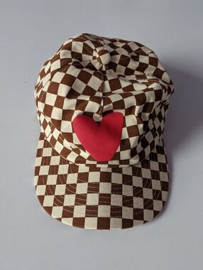 Anthropologie Checkered Baseball Hat with Heart